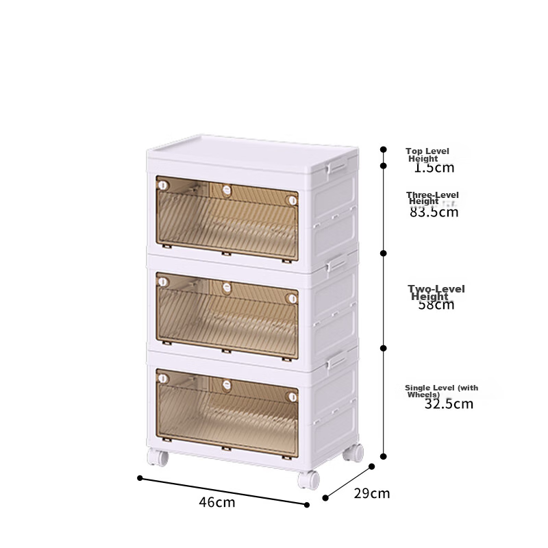 Haoer Foldable Storage Box, No Installation Required, for Home Use, Wardrobe Organizer for Clothes, Quilts, Toys, 46cm, Three Layers