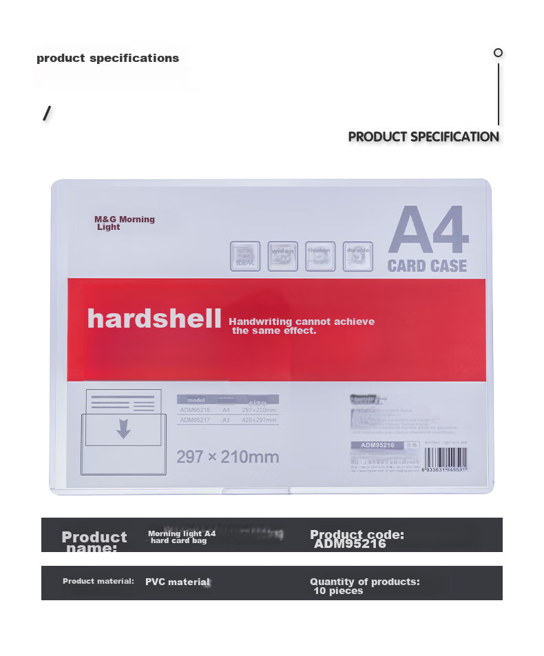 M&G Stationery A4 Transparent Hard File Folder Document Sleeve, Single Sheet L-Shaped PP File Holder, Document Protector Sleeve Card Holder, Pack of 10 ADM95187 8