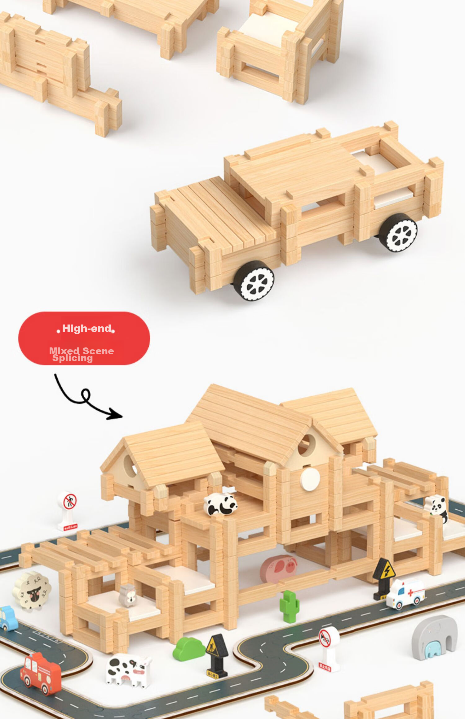 SHIGUANGXUE Lu Ban Mortise And Tenon Building Blocks, Children's Toy House, Construction Game, Wooden Toys, Birthday Gift for Boys And Girls 7