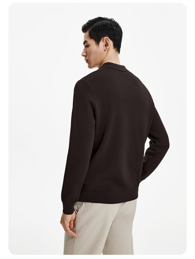 Goldlion Wool Blend Autumn Winter Long Sleeve Knit Sweater Men Solid Color Fashion Textured Pullover Blue Gray XL 15