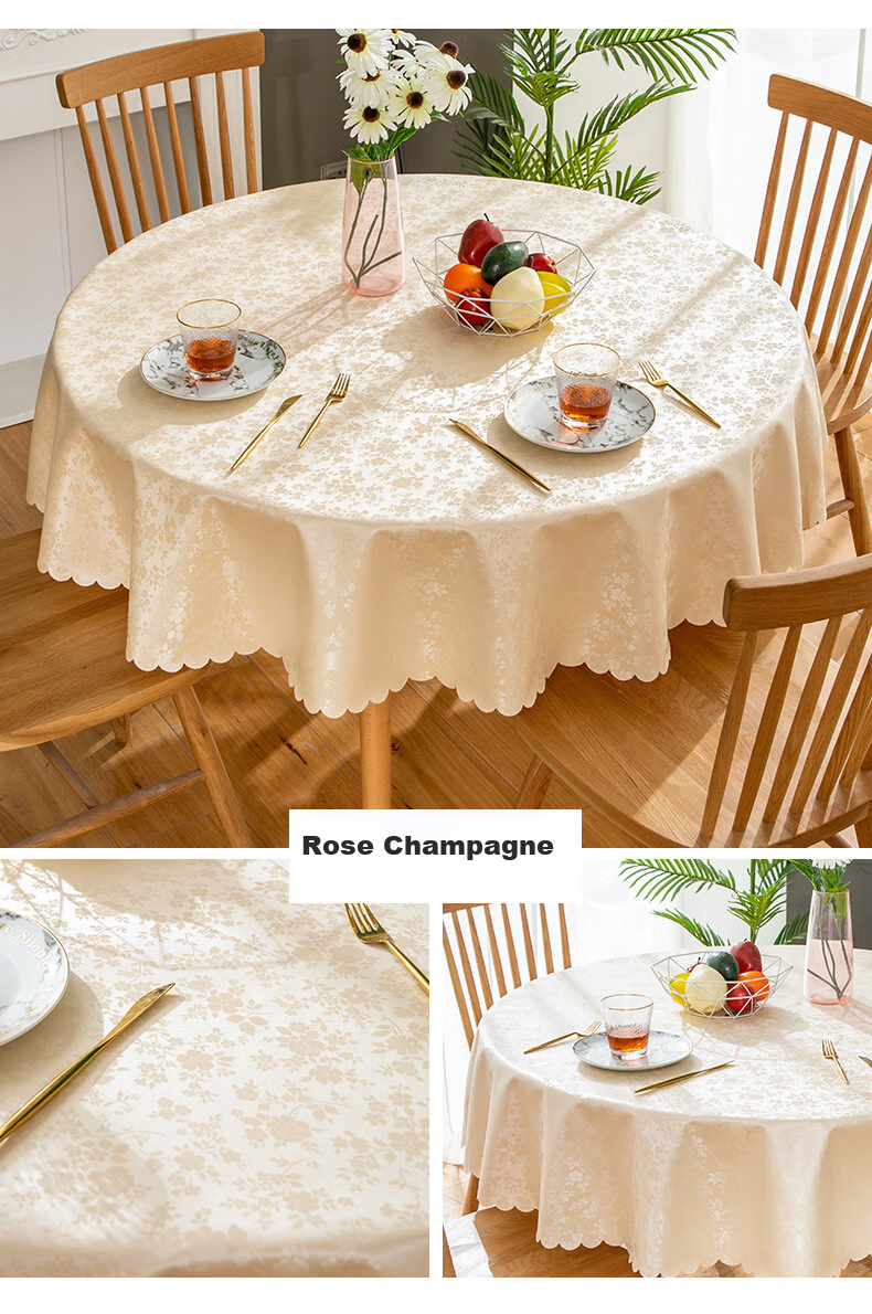 Jingxun Round Waterproof And Oil-Proof Tablecloth for Dining Tables And Restaurants, Large Round Table Cover, Diameter 180cm 8