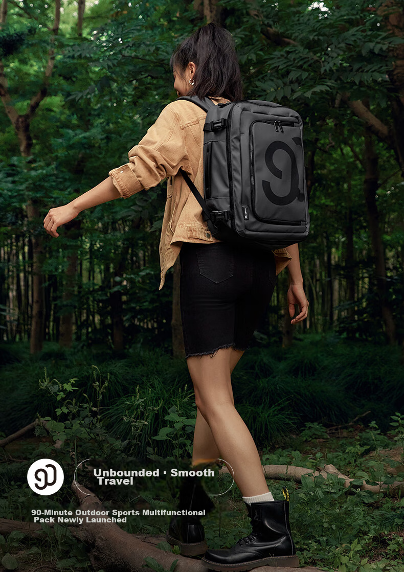 90Fen Outdoor Backpack, Large Capacity Travel Bag for Men And Women, Sports Backpack with Hand-Held And Crossbody Options, Coffee Color 1