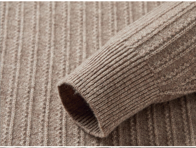 FIRS [100% Wool] Men's Sweater, Autumn And Winter Round Neck, Heavyweight Thickened, Warm Soft Jacquard Pullover 9