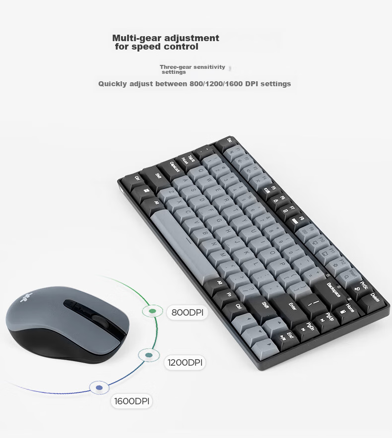 Lenovo Xiaoxin K1P Quiet Wireless 98-Key Keyboard And Mouse Set, Jelly Touch Mechanical Rebound, Multi-Key Shortcuts, 3-Level DPI, Windows Compatible, Twilight Gray 16