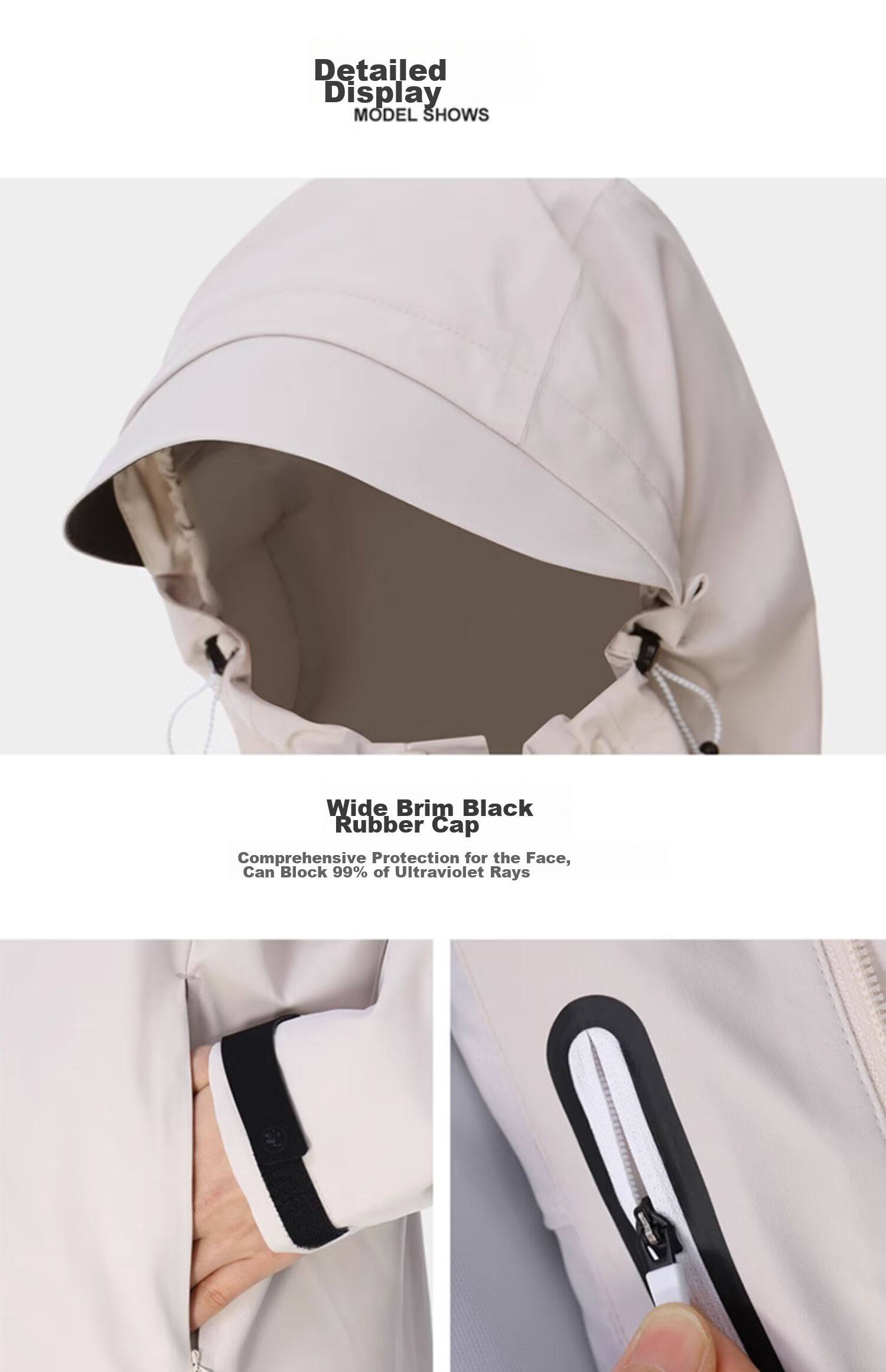 CAMEL Single-Layer Windbreaker Jacket for Men And Women, Waterproof Coat A31166 Phantom Black XL 38