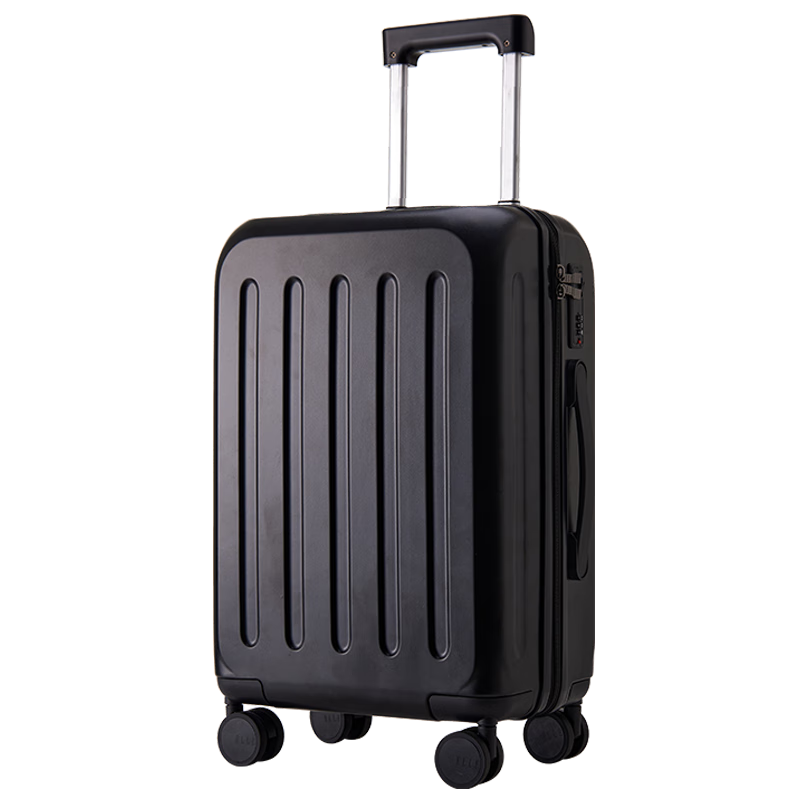 ELLE 20-Inch Luggage Suitcase for Women, Fashionable Glass Black Trolley Case with Spinner Wheels, Zipper And Combination Lock