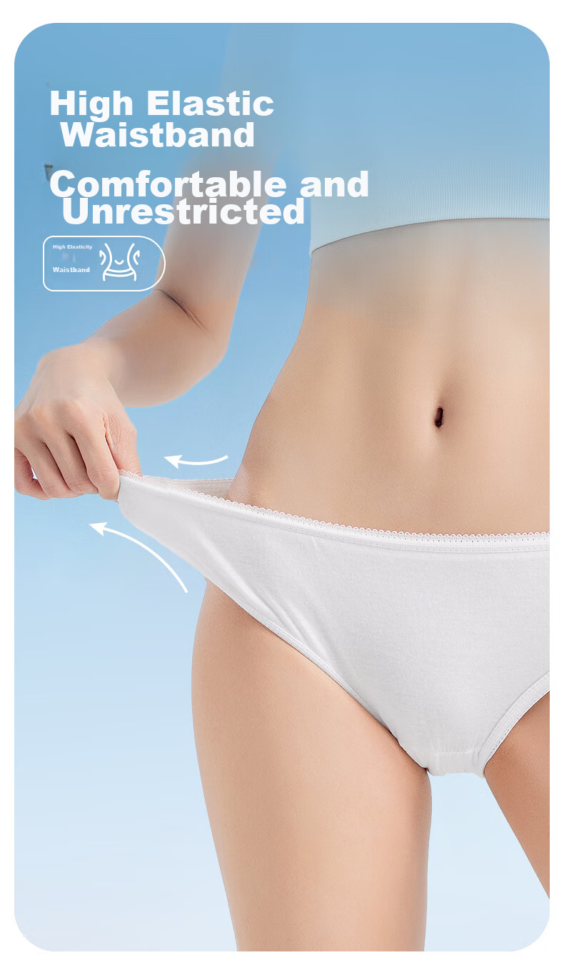 DR.ROOS Disposable Underwear for Women, Pure Cotton High-Waist 7A Antibacterial, for Business Trips, Travel, Postpartum Maternity Underwear, 6 Pieces, Size L, Weight up to 110 Ji 12