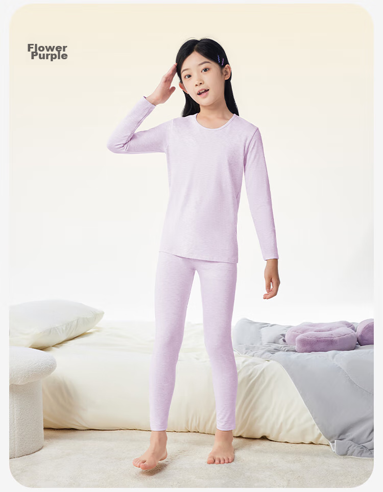 Jiusuiban Children's Thermal Underwear, Girls' Autumn And Winter Thin Base Layer Cotton Sweater Set, Big Kids' Autumn Clothes And Pants, Pajamas And Sleepwear 18