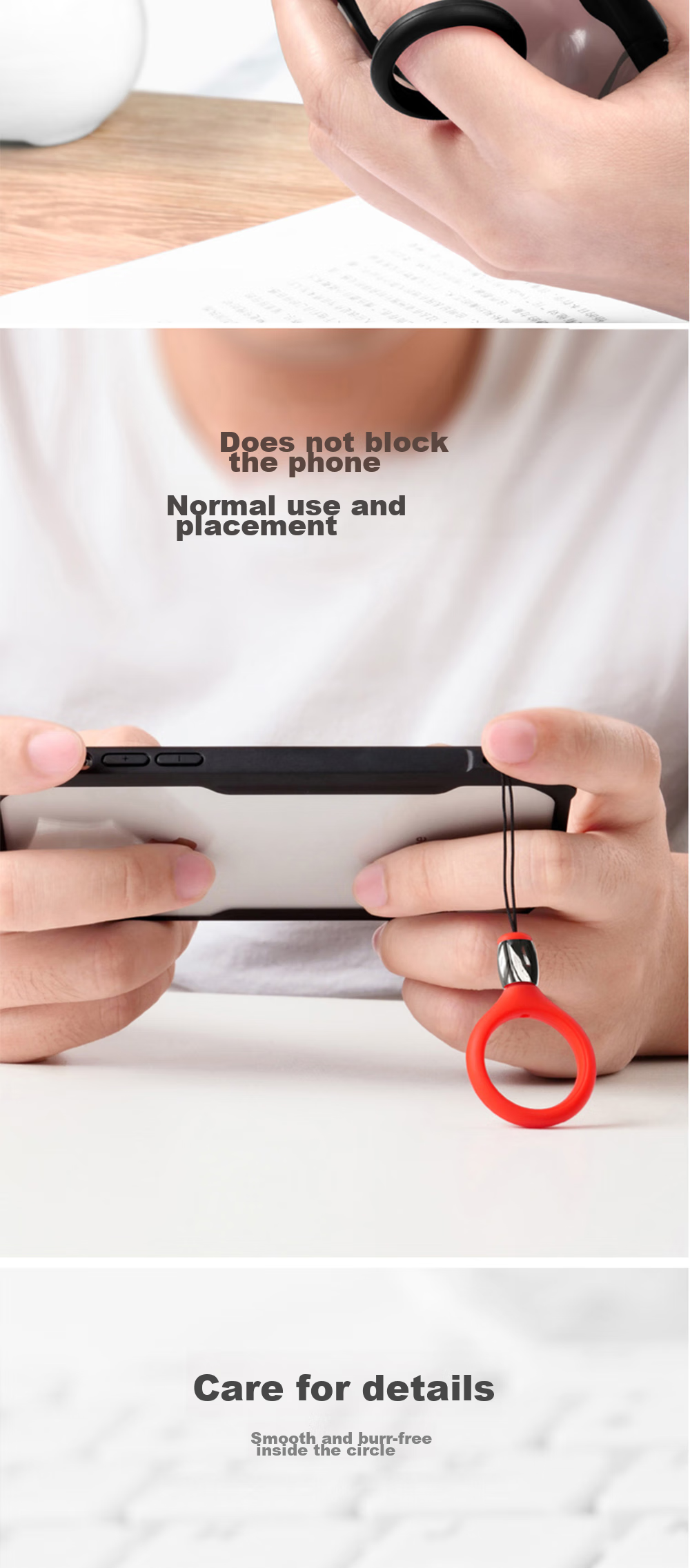 ESCASE [Single Pack] Phone Lanyard Camera Short Wrist Strap Wallet USB Drive Key ID Pendant for Apple IPhone Xr/xs/max And Other Smartphones, Silicone Soft Black ES-XR2 6