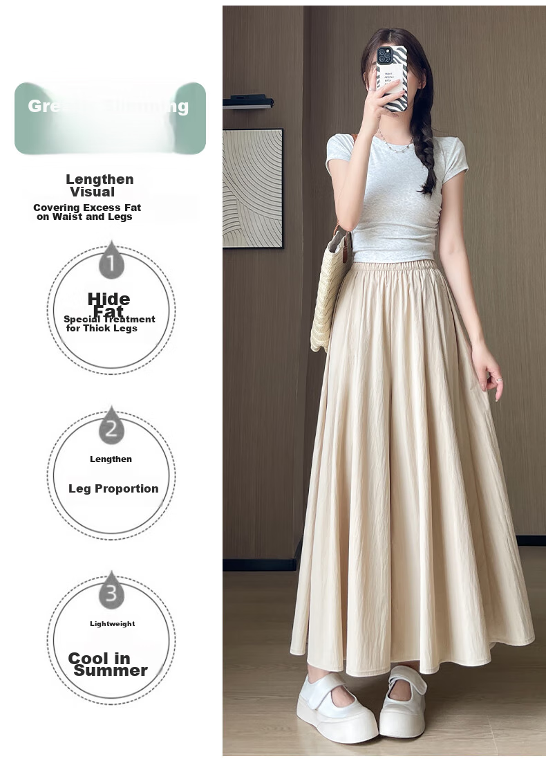 LangSha High-Waisted Yamamoto Skirt Pants for Women, Summer Lightweight Flowy Slimming A-Line Skirt Shorts, Loose Wide-Leg Pants for Petite Figures 11
