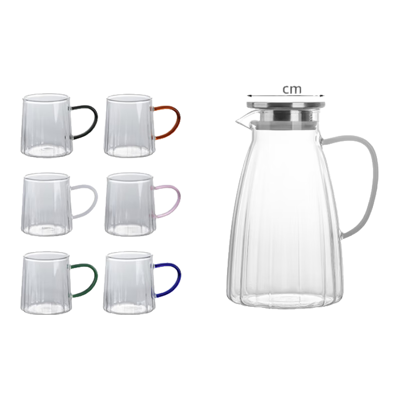 Banwu Life High Temperature Resistant Cold Water Pitcher and Cup Set, Household Large Capacity Glass Cold Water Jug and Glasses