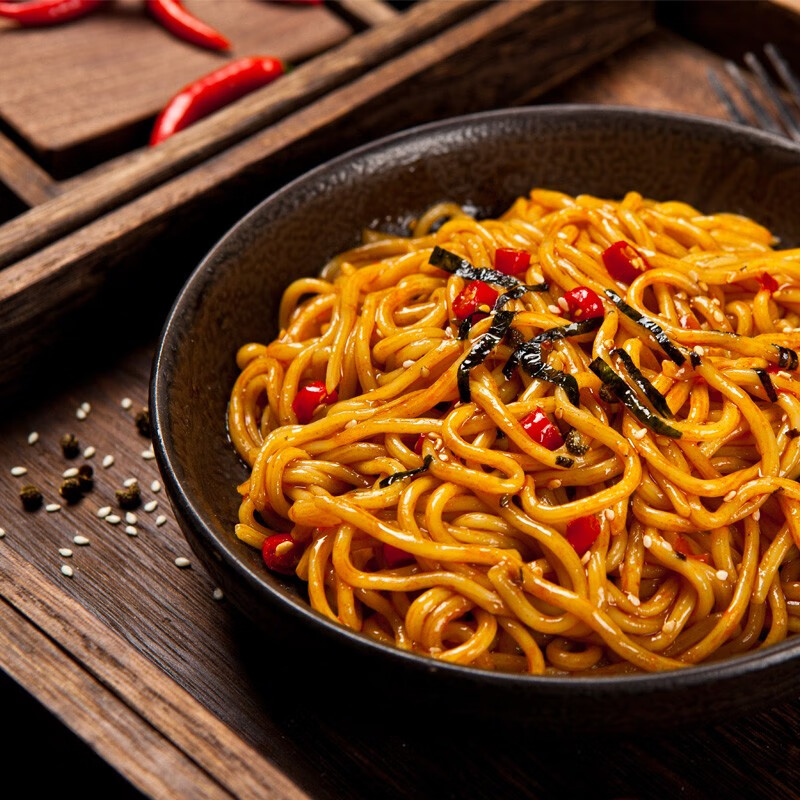 五谷道場鲜拌面凉面拌面 黑鸭/香辣/热干6盒装1400g 免煮泡面