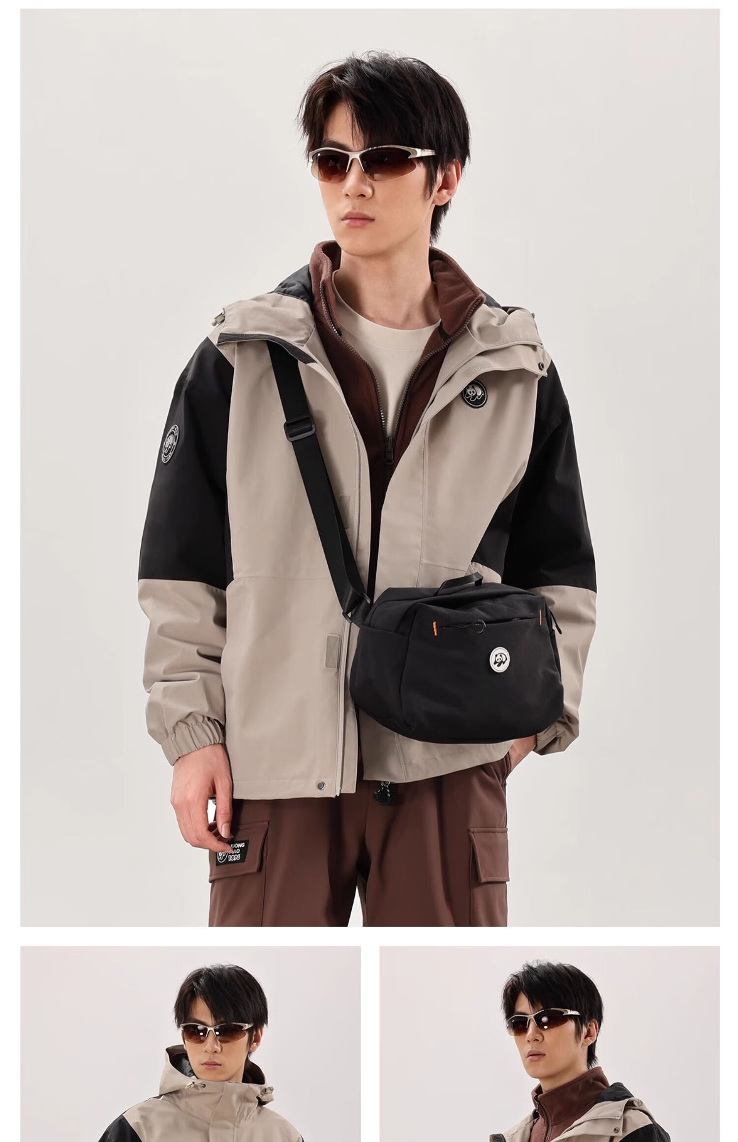 CAMEL Panda Series Triple-Protection Windbreaker Hard Shell Jacket Outdoor Mountaineering Coat AA12235456 48