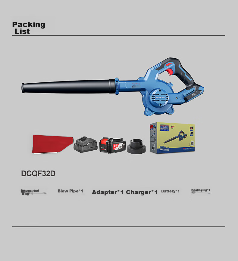 Dongcheng Blower, Lithium Battery Brushless DCQF32D, 20V 4.0Ah Single Battery High-Power Leaf Blower, Dust Blower 16