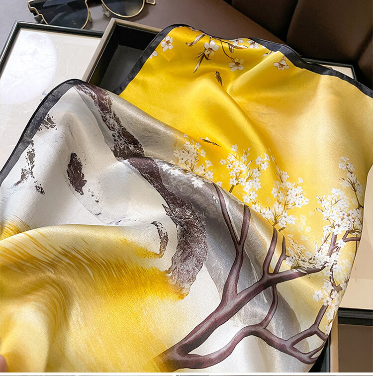 GLO-STORY Silk Scarf for Women, 53cm Mulberry Silk Small Square Scarf, French Vintage Versatile Neck Scarf, Gift Box Set WSJ334001 15