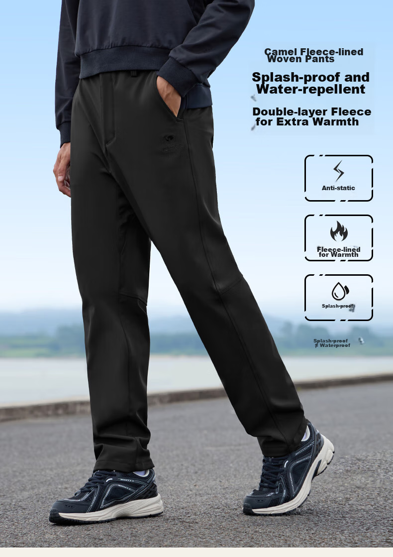 CAMEL Casual Pants for Men, Cargo Pants, Outdoor Water-Repellent, Loose-Fit Wide-Leg Straight-Waist Woven New Sports Trousers 11