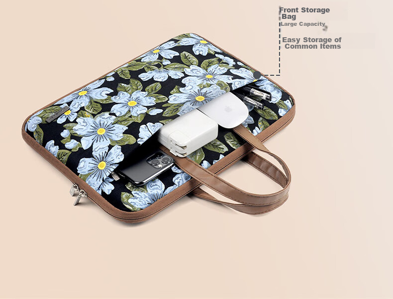 Milooky Fashion Embroidered Laptop Bag, 15/16 Inch, Women's Business Commute Lightweight Personal Handbag 4