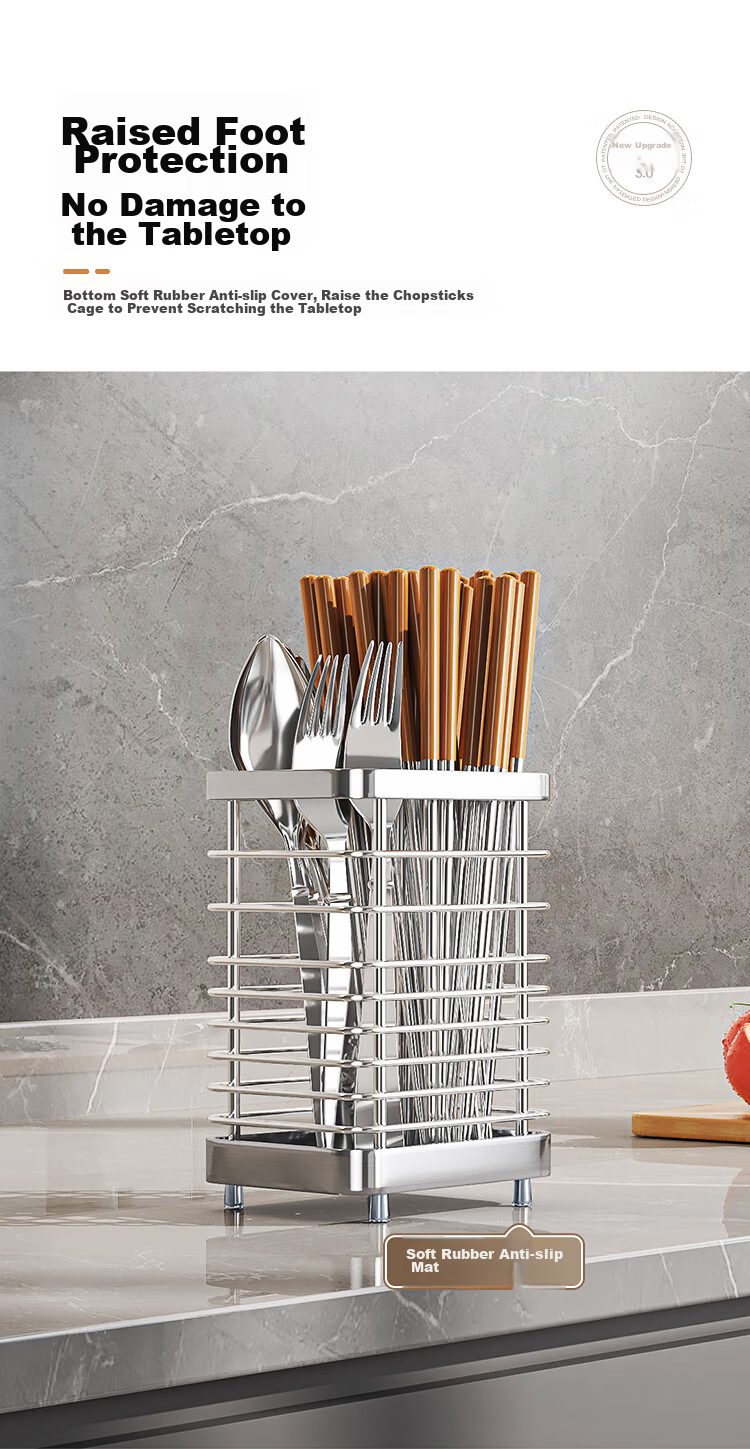 MAXCOOK Chopstick Holder, 304 Stainless Steel Utensil Organizer with Chopsticks And Spoon Storage, Anti-Mold Draining Rack, MCZW9745 8