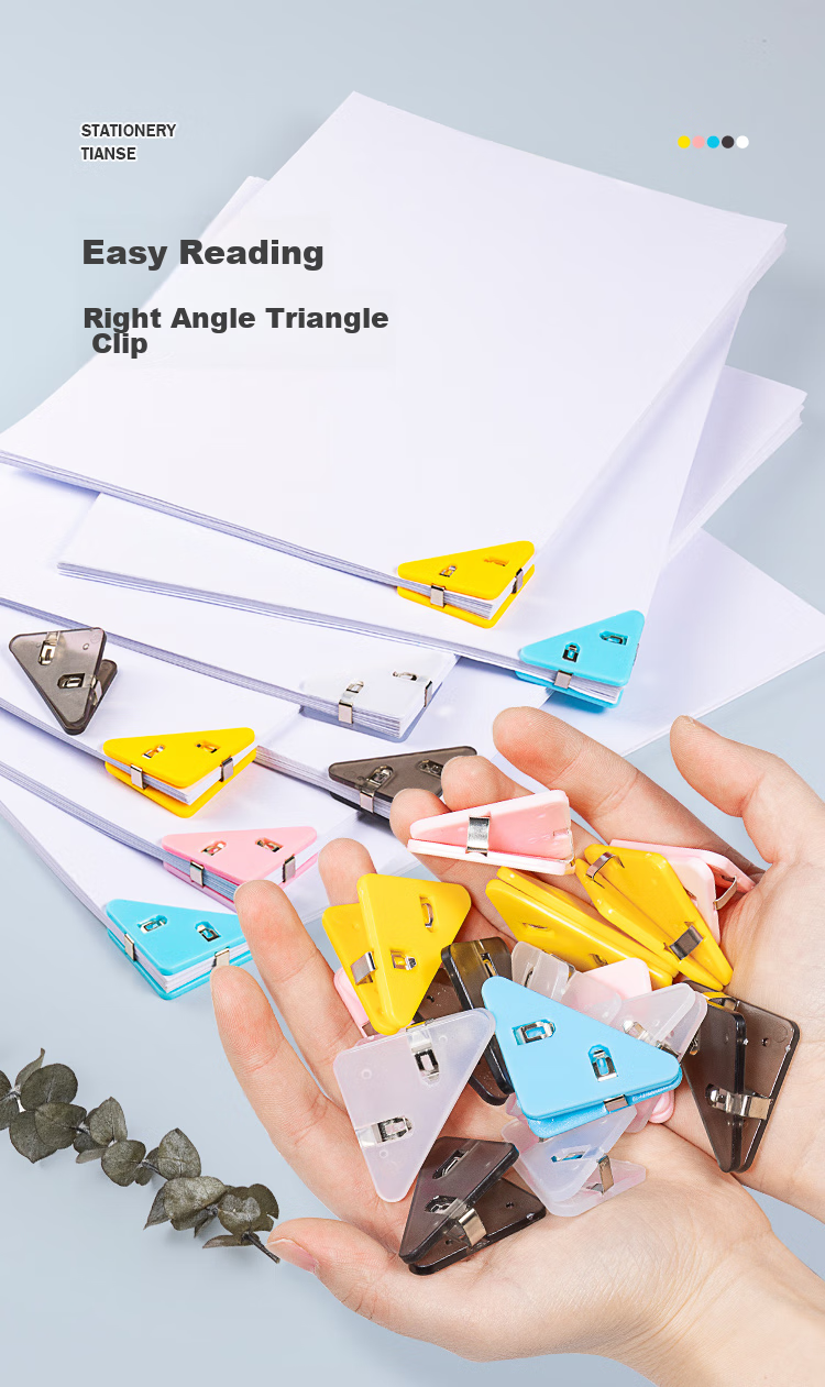 TIANSE 5 Transparent Clips, Ins Style File Folder, Acrylic Planner Clip, Long Tail Clip, Student Office Exam Paper Clip, Triangle Clip, TS-5819 (Without Sticker) 1