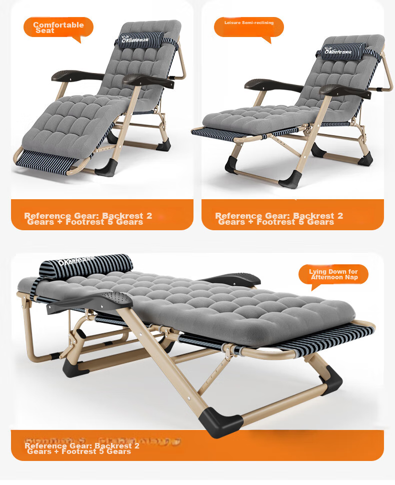OKeefe Folding Bed Lounger, Office Nap Chair, Single Bed, Siesta Chair, Nap Bed, Accompanying Care Bed, with Reinforced Support Rod 9