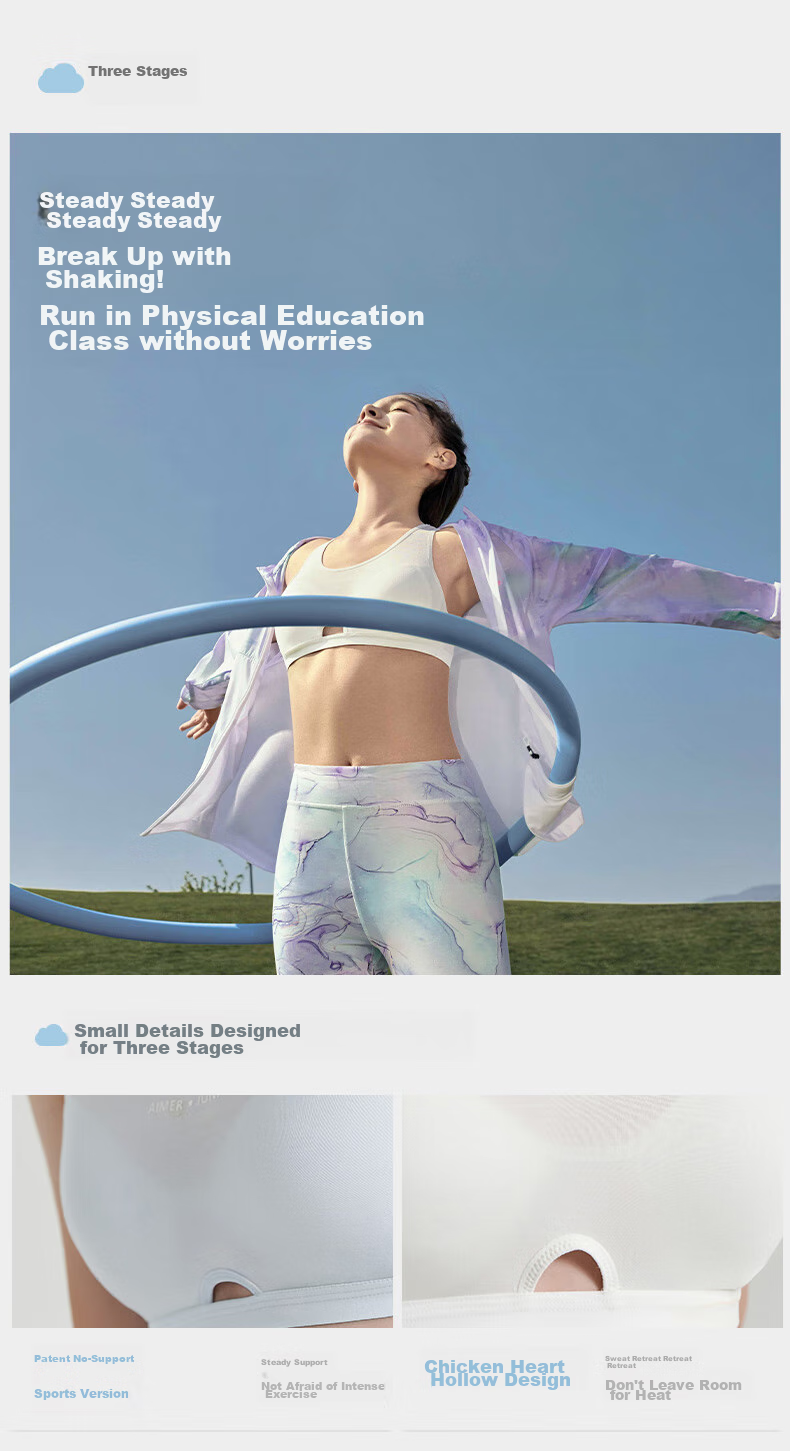 Aimer Junior Milk Skin® Bra for Older Girls in Puberty, Three-Stage Sports Bra, Three-Stage - Sweet Cheese Flavor, Size 165 19