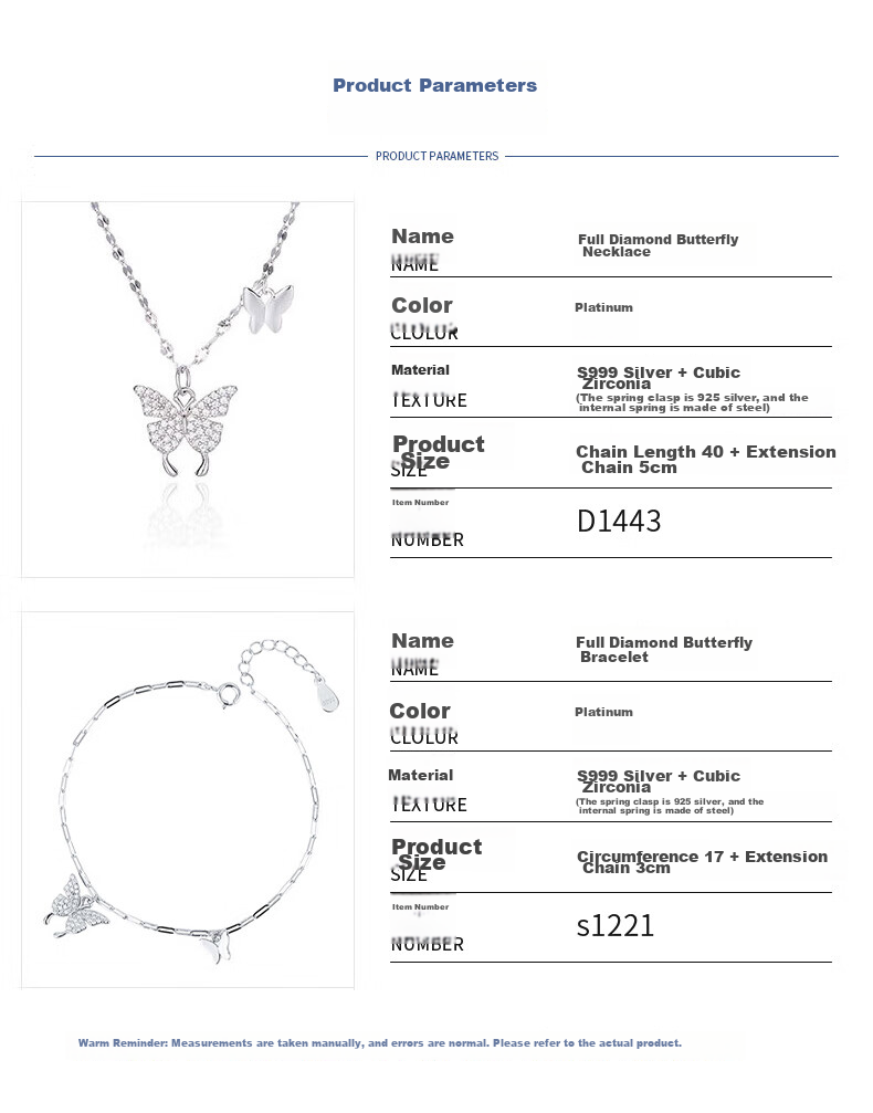 Dijing 999 Sterling Silver Butterfly Necklace for Women, Elegant Pendant, Best Friend Jewelry, Luxurious Niche Birthday Gift for Girlfriend 7
