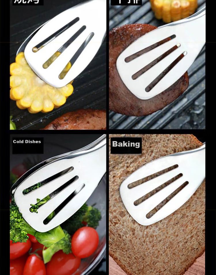 BJ Tongs Food Clamps Stainless Steel Tongs Kitchen Steak Tongs Barbecue Tongs Meat Tongs Food Clamps 3
