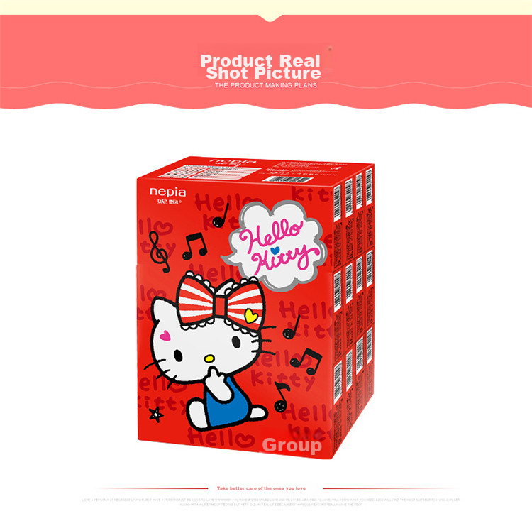 Nepia Pocket Tissues, 3-Ply, 10 Sheets * 36 Packs, Hello Kitty Cartoon Design, Unscented Printed Small Pack Tissues, Portable 8