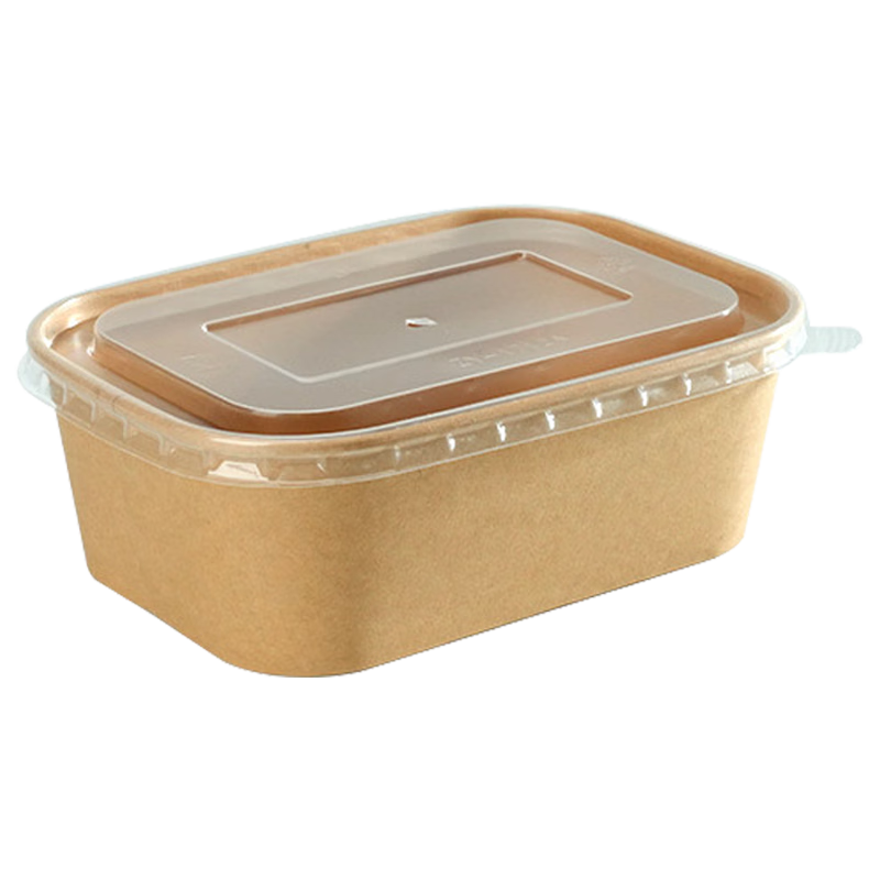 JIACHI Disposable Food Containers, Thickened 1000ml*20 Sets, Kraft Paper Lunch Boxes, Paper Bowls, Takeout Containers, Camping Packing Boxes, Tableware