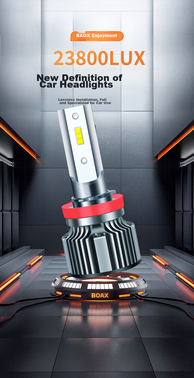 Baoxiang LED Car Headlights, H4 Bulbs for Cars, 6000K Ultra-Bright White Light, High And Low Beam Integrated 1