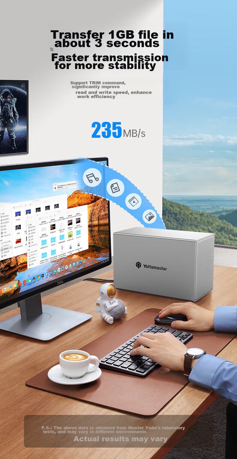 Yottamaster Magnetic Disk Array Hard Drive Enclosure, Multi-Bay Hard Drive Case, RAID Storage with Temperature Control Fan, Suitable for NAS Expansion Storage Capacity Increase, 2.5/3.5 SATA Mechanical And Solid State Drives 7