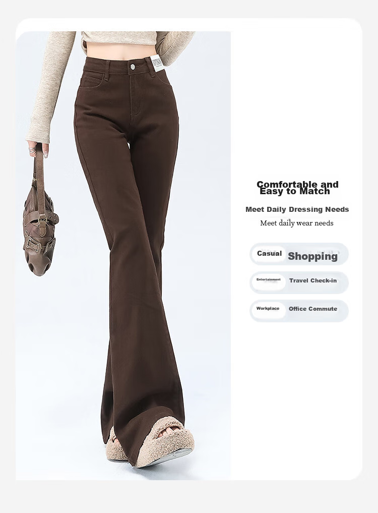 Yipintiancheng Spicy Girl High Street Micro Flare Jeans for Women, 2025 Autumn Fashion Versatile High-Waisted Slimming Floor-Length Flared Pants for Wome 3