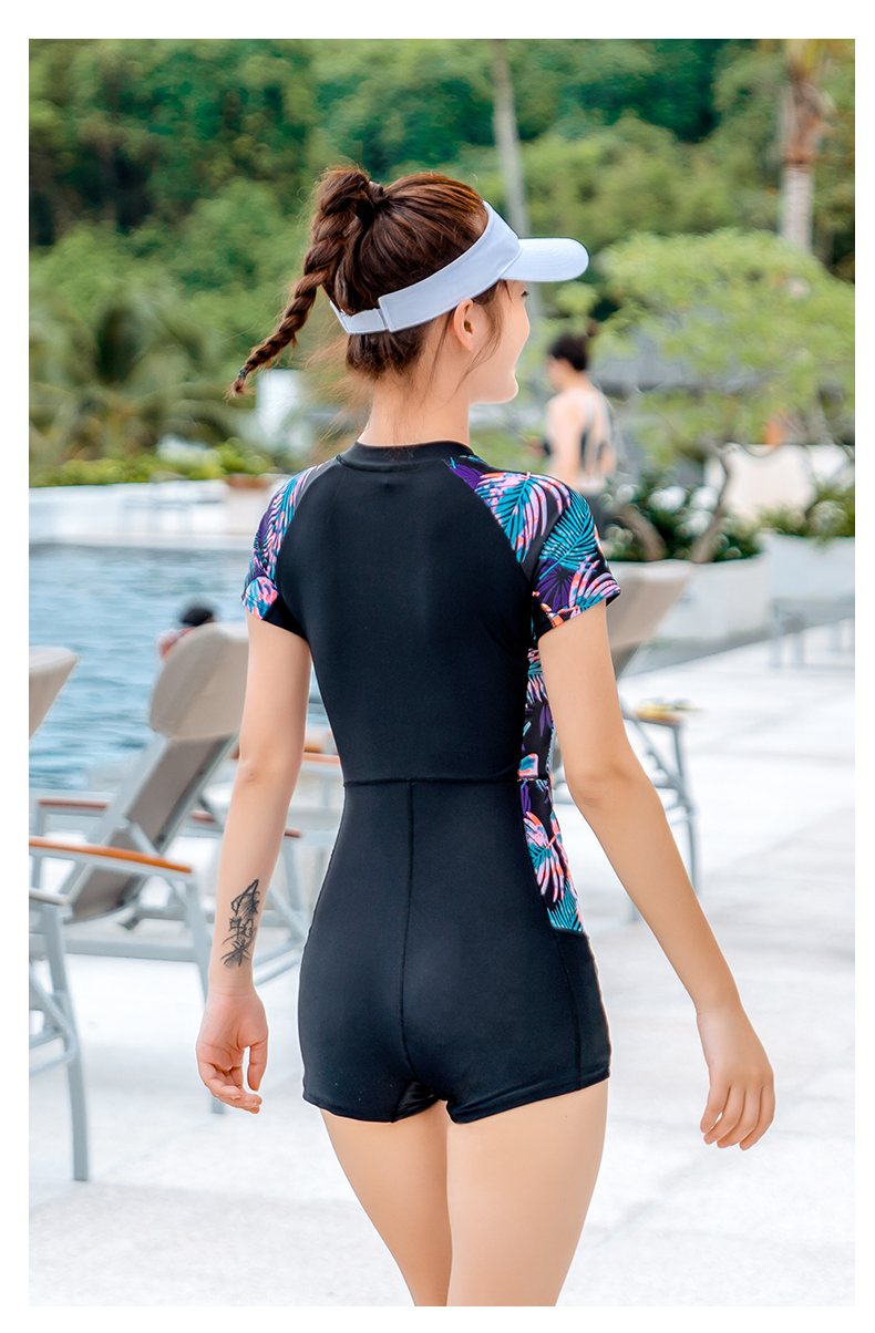 361° One-Piece Swimsuit for Women, Boyshort Style, Breathable, Quick-Drying, Professional Athletic, Conservative, Slimming, Suitable for Hot Springs And Beach Swimming 12