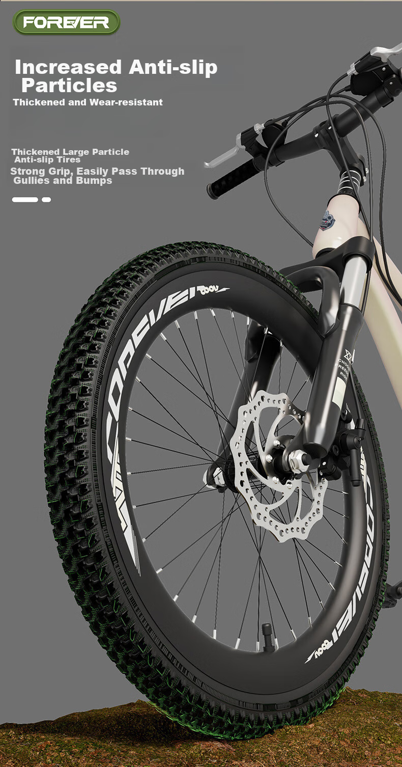 FOREVER Children's Bicycle for Primary And Secondary School Students, Youth Mountain Bike, Kids' Pedal Bike for Ages 8-12, 18-Inch Army Gree 13