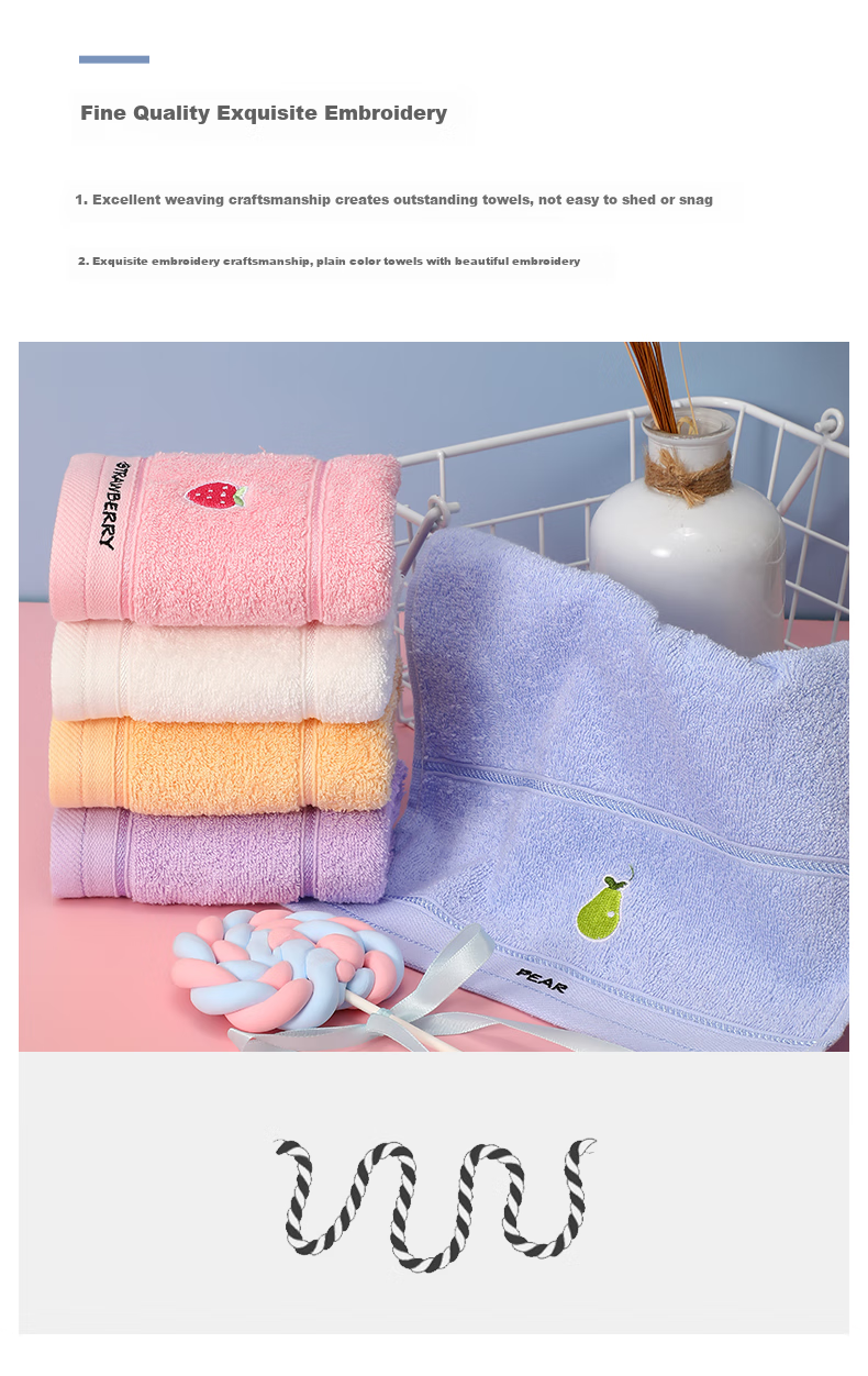 Grace Children's Face Towel, Home Textiles, 100% Pure Cotton Towel, Comfortable And Soft Fruit Face Towel, Four-Pack Set 6