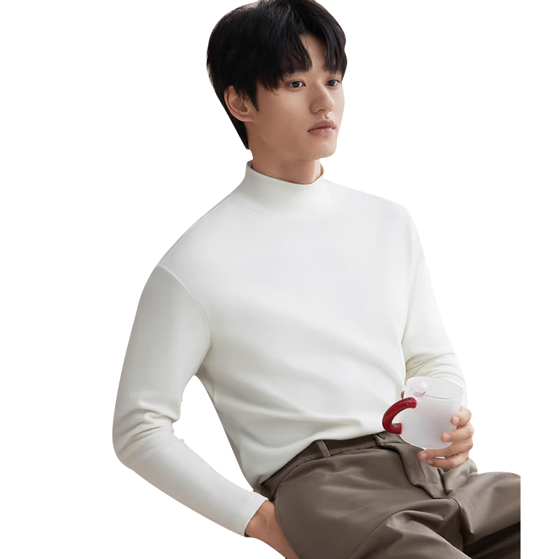 LangSha Men's Basic Undershirt, Spring And Autumn High Collar Solid Color Long Sleeve Undershirt, Slim Fit Inner Layer for Me