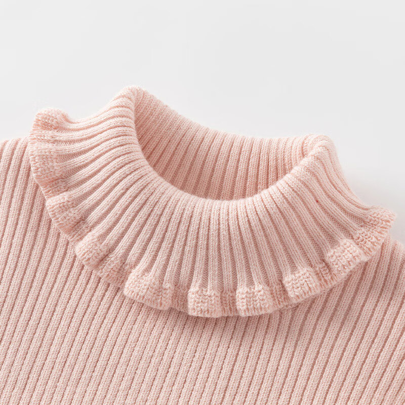 DAVE & BELLA Autumn Winter Girls Turtleneck Sweater Children's Stylish Knit Pullover New Year Top