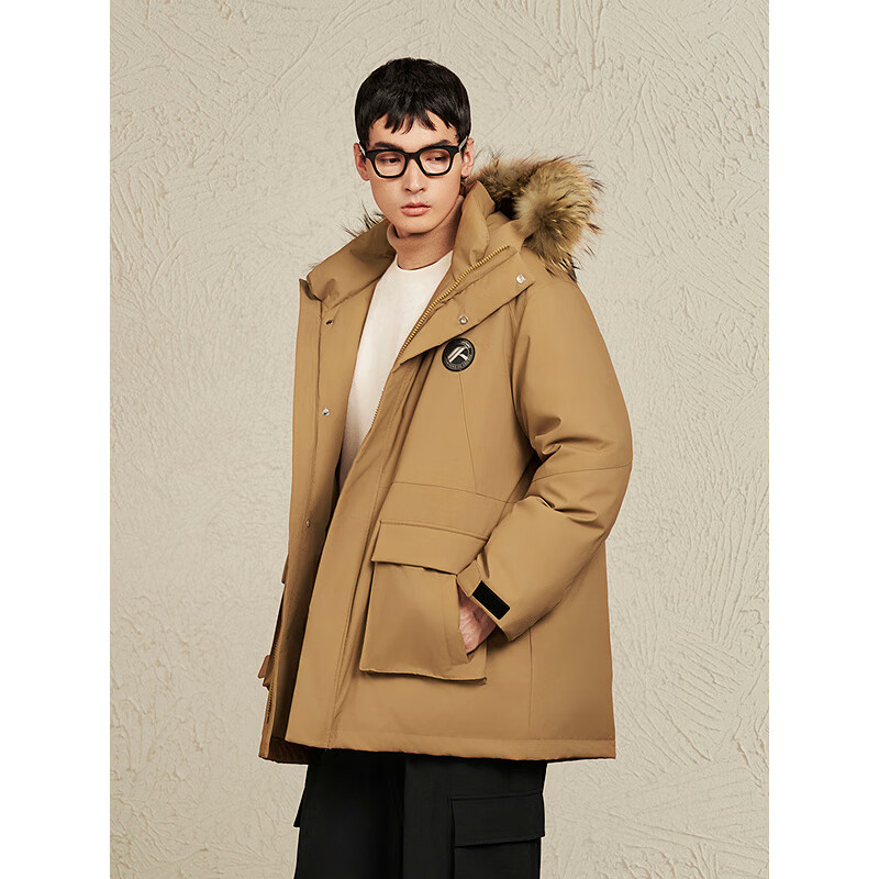 GXG Men's Clothing [Triple Protection/Heat Retention] Parka down Jacket for Men, Winter 2024 New Arrival, Dark Yellow, Size 165/S
