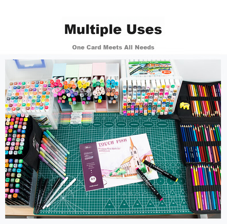 Touch Fish Marker Pad for Drawing, A2 Size, PVC Table Mat, Large Art Craft Paper Cutting Board, Non-Slip Double-Sided, A2 Green, 45X60CM 6