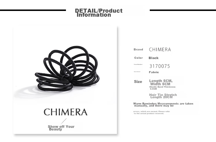 CHIMERA Large Bold Black Hair Ties, 100 Pieces, Durable High-Elasticity Rubber Bands, Basic Hair Ties for Ponytails And Updos 1