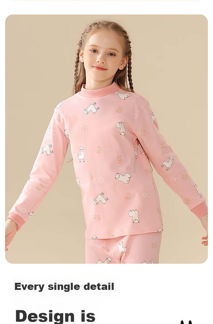 LangSha Children's Thermal Underwear, Girls' Autumn Undershirt, Pure Cotton, for Older Children And Toddlers, Baby Autumn And Winter Pajamas, Single Top, Size 140 11