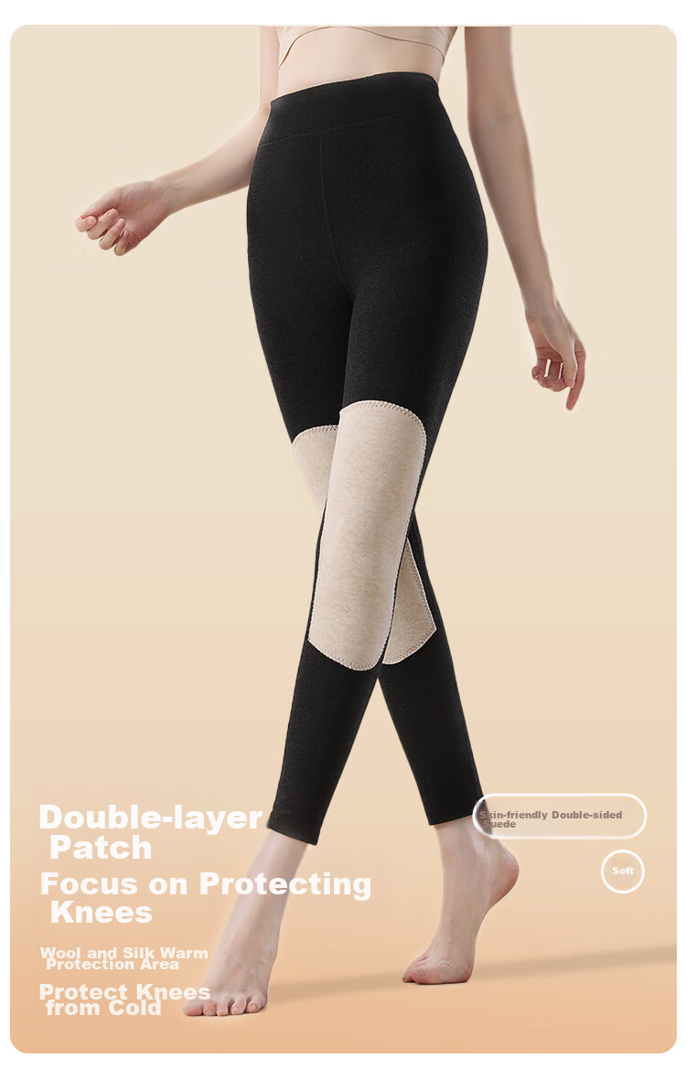 MiiOW Cashmere Silk Women's Autumn Long Johns with Knee Patches, Warm Leggings, Slim-Fit Base Layer Pants, New for 2025, Pink, 2XL 13