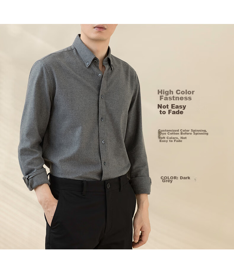 BLACKMONDAY Premium Pure Cotton Shirt for Men, Long Sleeve, Spring And Autumn Season, All Cotton Brushed Fabric, Wrinkle-Resistant, No-Iron Men's Business Casual Shirt 10