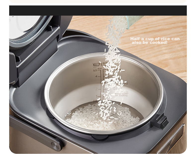 Midea Pure Titanium 0 Coating Low Sugar Rice Cooker, 3L Electric Rice Pot for Home Use, 2-3 People, Chiyang Charcoal Fire 1000W Electromagnetic IH Dual Heating Source, Titanium Pot Set 13