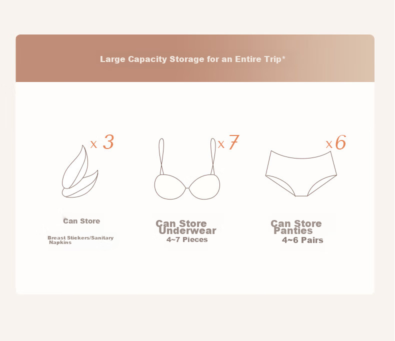 EACHY Underwear Storage Bag, Panties Travel Organizer, Bra Anti-Deformation Bag, Business Trip Chest Pads Storage Bag, Portable - Apricot Color 6