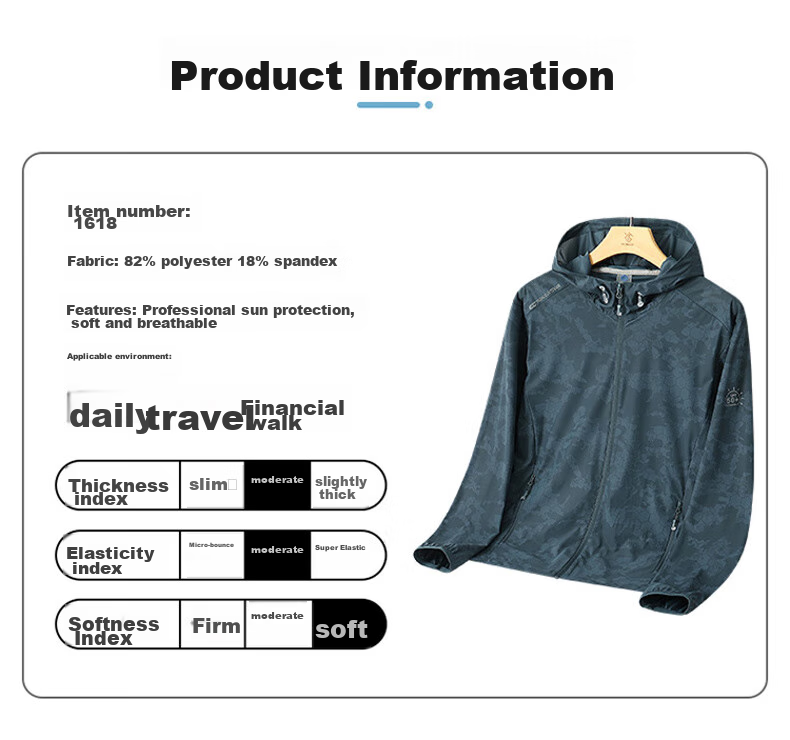JEEP SPIRIT Men's Jacket, Spring And Autumn Windbreaker, Ice Silk Breathable Versatile Casual Coat Fishing Wear, Dark Green Male, Size L 11