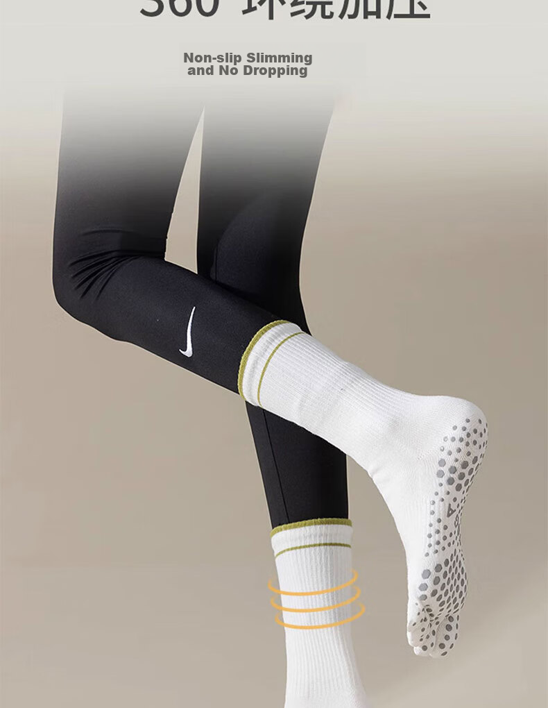 XUEXIMAN Yoga Compression Sports Socks for Women, Mid-Calf Fitness Socks, Professional Running Jump Rope Long Compression Socks, Yoga Calf Socks 4