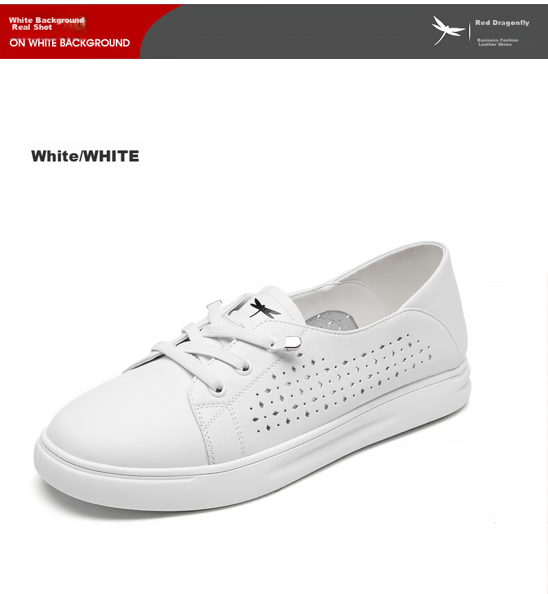 RED DRAGONFLY Women's Casual Shoes, Hollow Breathable Lace-Up White Sneakers, Versatile Women's Skateboard Shoes C0TTN03591 13