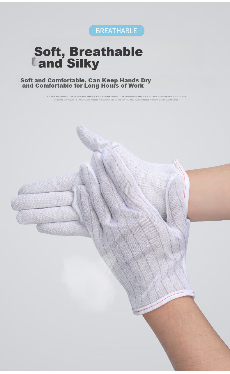 Golmud Anti-Static Gloves, Dust-Free Plastic Striped Non-Slip, Electronic Factory Assembly Gloves, 10 Pairs GM602 5