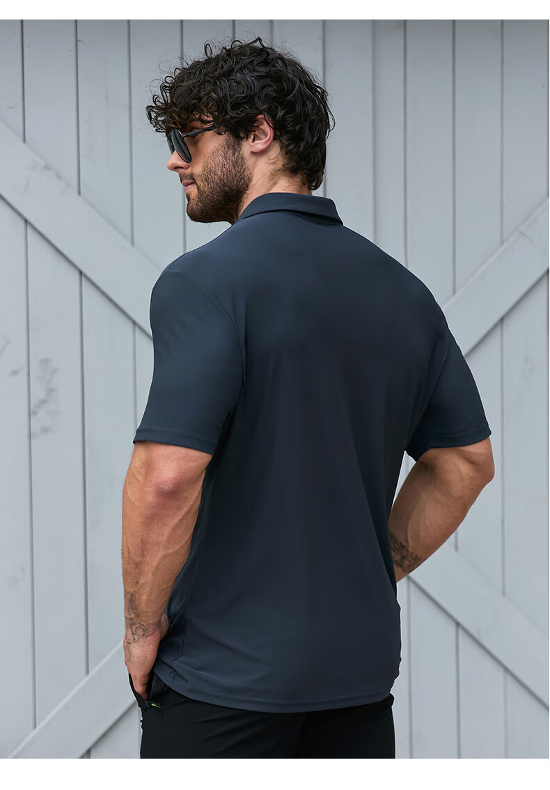 Dibinze Plus Size Ice Silk Short Sleeve Polo Shirt Men Summer Thin Loose Big and Tall Black 2XL 18